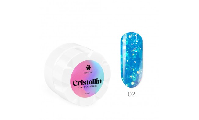 Гель для дизайна ногтей ADRI COCO Cristallin №02 Голубой кристалл 6 мл