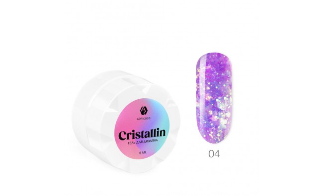 Гель для дизайна ногтей ADRI COCO Cristallin №04 Лиловый кристалл 6 мл 