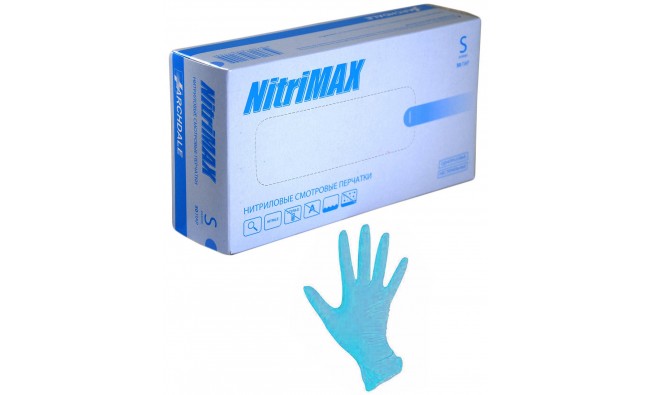 Перчатки  нитриловые L 100 шт голубые Nitri Max
