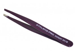 Сталекс пинцет ТЕ-11/4 для бровей скошенный 90 мм EXPERT 11 фиолетовый